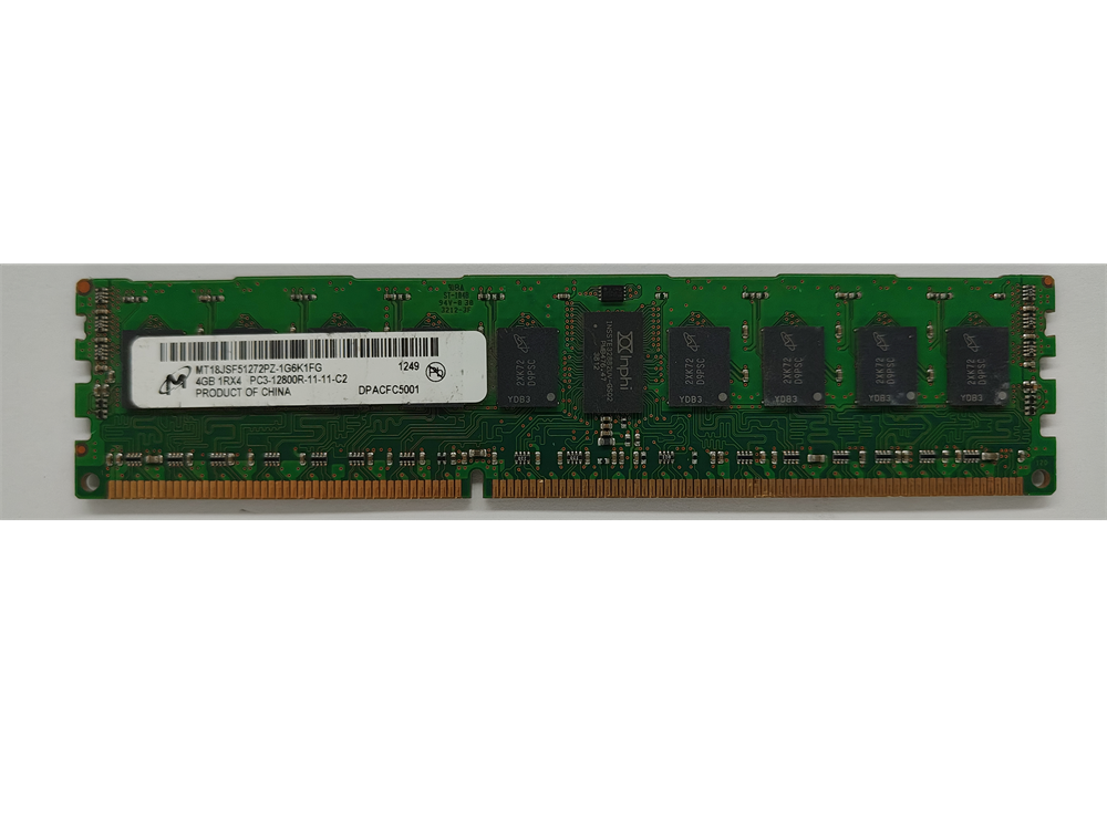 MT18JSF51272PZ-1G6K1FG Micron 4GB PC3-12800 DDR3-1600MHz ECC Registered CL11 240-Pin DIMM Single Rank Memory Module