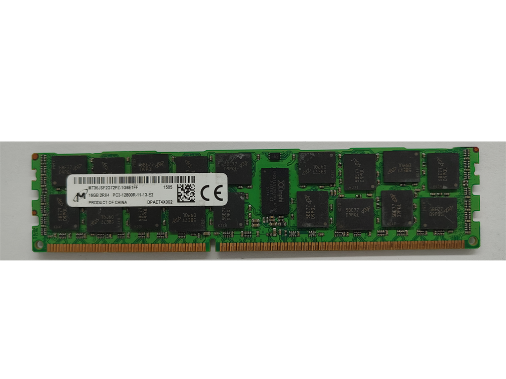 MT36JSF2G72PZ-1G6E1FF Micron 16GB PC3-12800 DDR3-1600MHz ECC Registered CL11 240-Pin DIMM Dual Rank Memory Module