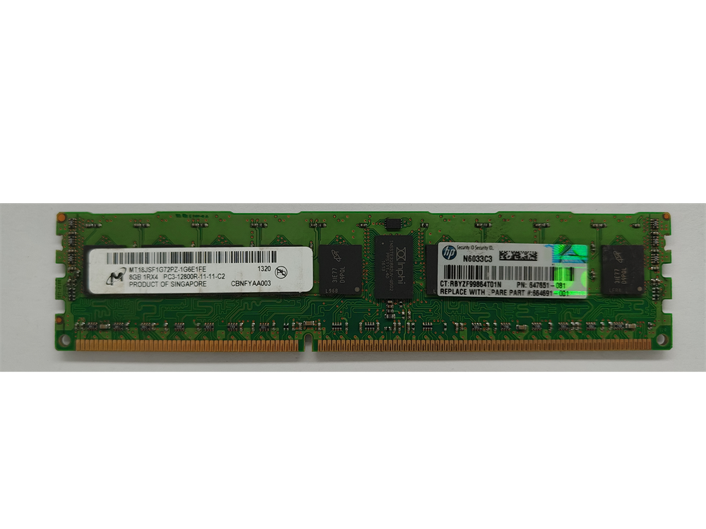MT18JSF1G72PZ-1G6E1FE Micron 8GB PC3-12800 DDR3-1600MHz ECC Registered CL11 240-Pin DIMM Single Rank Memory Module
