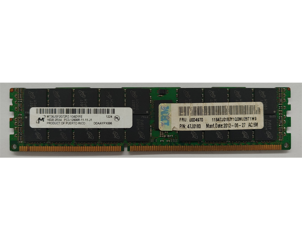  MT36JSF2G72PZ-1G6D1FE Micron 16GB PC3-12800 DDR3-1600MHz ECC Registered CL11 240-Pin DIMM Dual Rank Memory Module