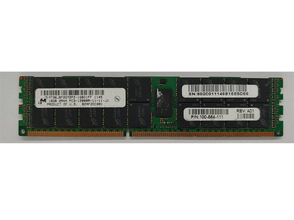 MT36JSF2G72PZ-1G6D1FF Micron 16GB PC3-12800 DDR3-1600MHz ECC Registered CL11 240-Pin DIMM Dual Rank Memory Module