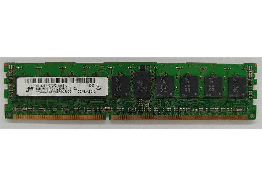 MT18JSF1G72PZ-1G6E1LI Micron 8GB PC3-12800 DDR3-1600MHz ECC Registered CL11 240-Pin DIMM Single Rank Memory Module
