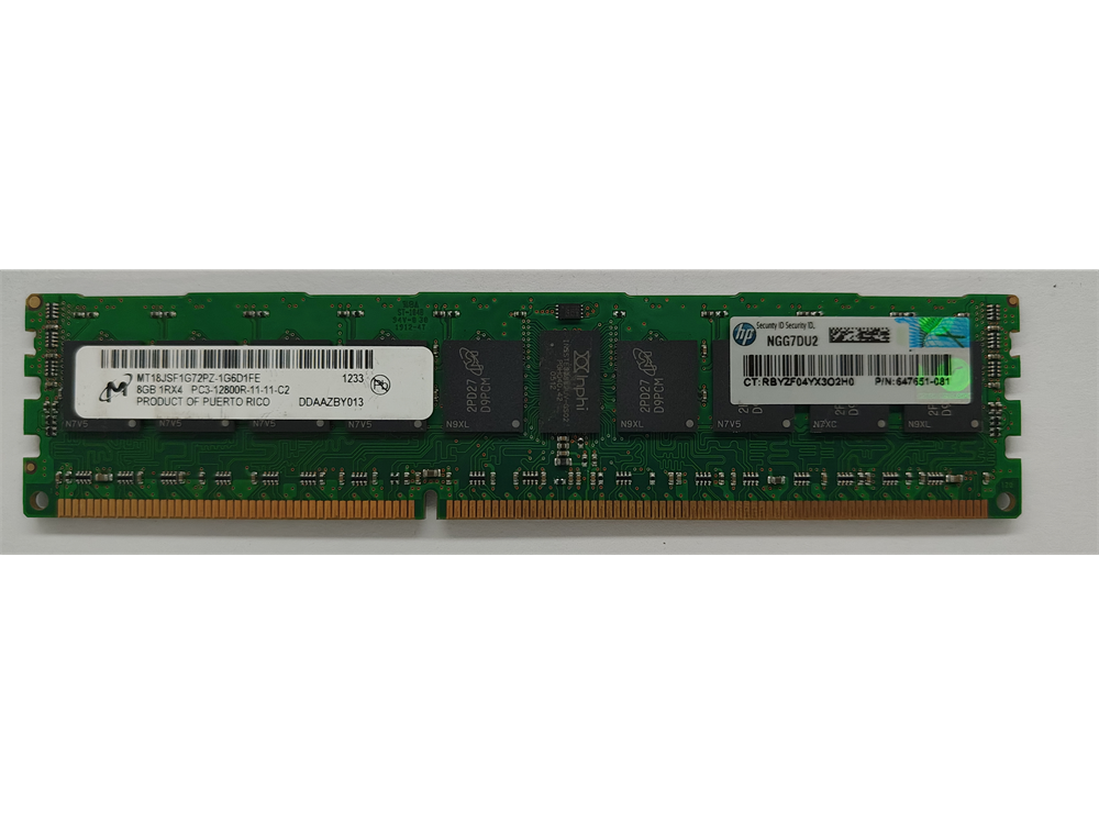 MT18JSF1G72PZ-1G6D1FE Micron 8GB PC3-12800 DDR3-1600MHz ECC Registered CL11 240-Pin DIMM Single Rank Memory Module