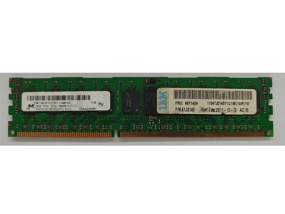 MT18KSF51272PZ-1G4M1HE Micron 4GB PC3-10600 DDR3-1333MHz ECC Registered w/ Parity CL9 240-Pin DIMM 1.35V 