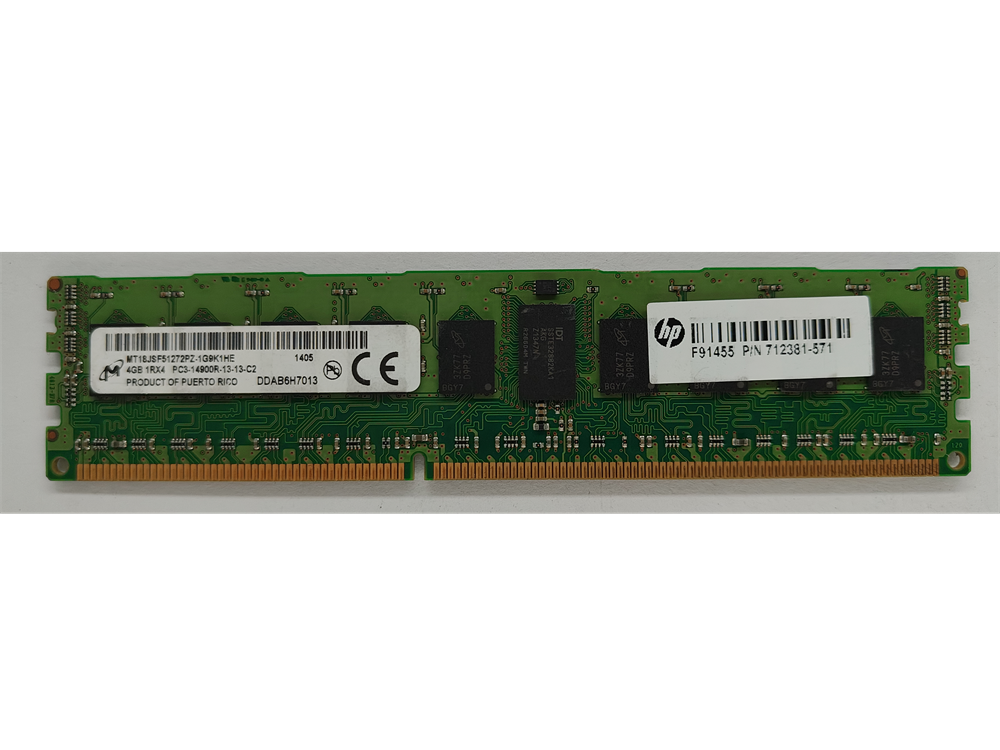 MT18JSF51272PZ-1G9K1HE Micron 4GB PC3-14900 DDR3-1866MHz ECC Registered CL13 240-Pin DIMM Single Rank Memory Module