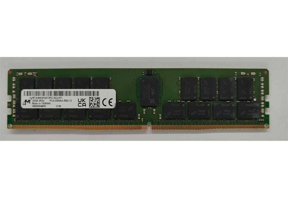 MTA36ASF4G72PZ-3G2J3TI Micron 32GB PC4-25600 DDR4-3200MHz Registered ECC CL22 288-Pin DIMM 1.2V Dual Rank Memory Module