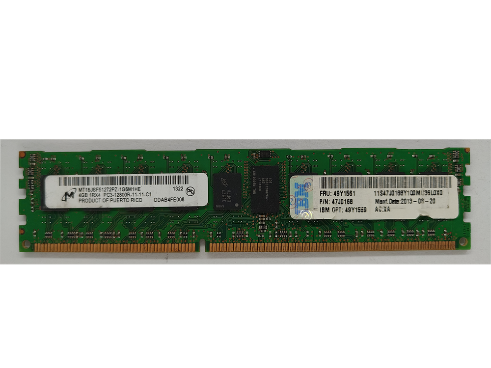 MT18JSF51272PZ-1G6M1HE Micron 4GB PC3-12800 DDR3-1600MHz ECC Registered CL11 240-Pin DIMM Single Rank Memory Module