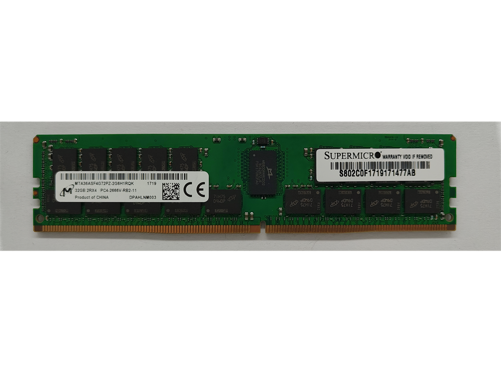 MTA36ASF4G72PZ-2G6H1RQK Micron 32GB PC4-21300 DDR4-2666MHz Registered ECC CL19 288-Pin DIMM 1.2V Dual Rank Memory Module