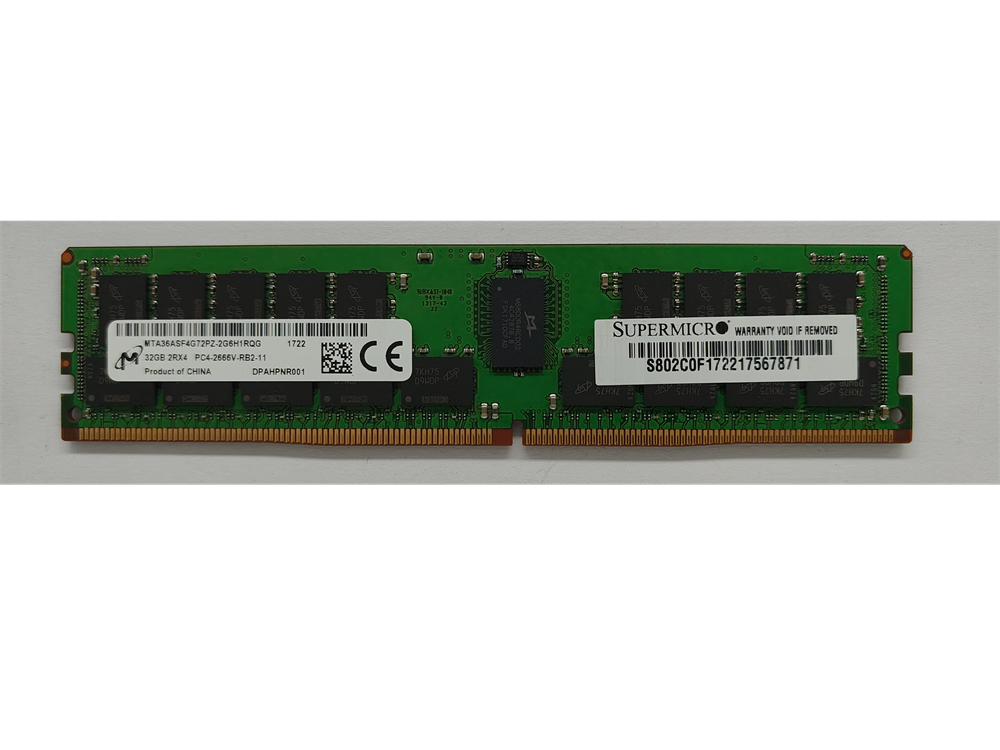 MTA36ASF4G72PZ-2G6H1RQG Micron 32GB PC4-21300 DDR4-2666MHz Registered ECC CL19 288-Pin DIMM 1.2V Dual Rank Memory Module