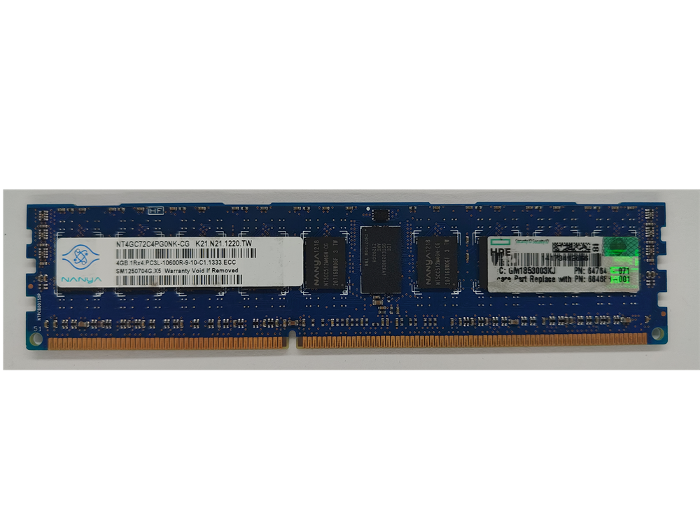 NT4GC72C4PG0NK-CG Nanya 4GB PC3-10600 DDR3-1333MHz ECC Registered CL9 240-Pin DIMM 1.35V  