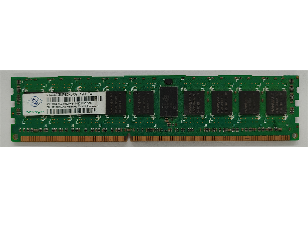 NT4GC72B8PB0NL-CG Nanya 4GB PC3-10600 DDR3-1333MHz ECC Registered CL9 240-Pin DIMM Dual Rank Memory Module