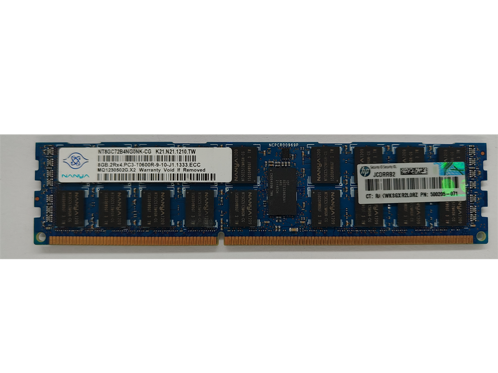 NT8GC72B4NG0NK-CG Nanya 8GB PC3-10600 DDR3-1333MHz ECC Registered CL9 DIMM Dual Rank Memory Module