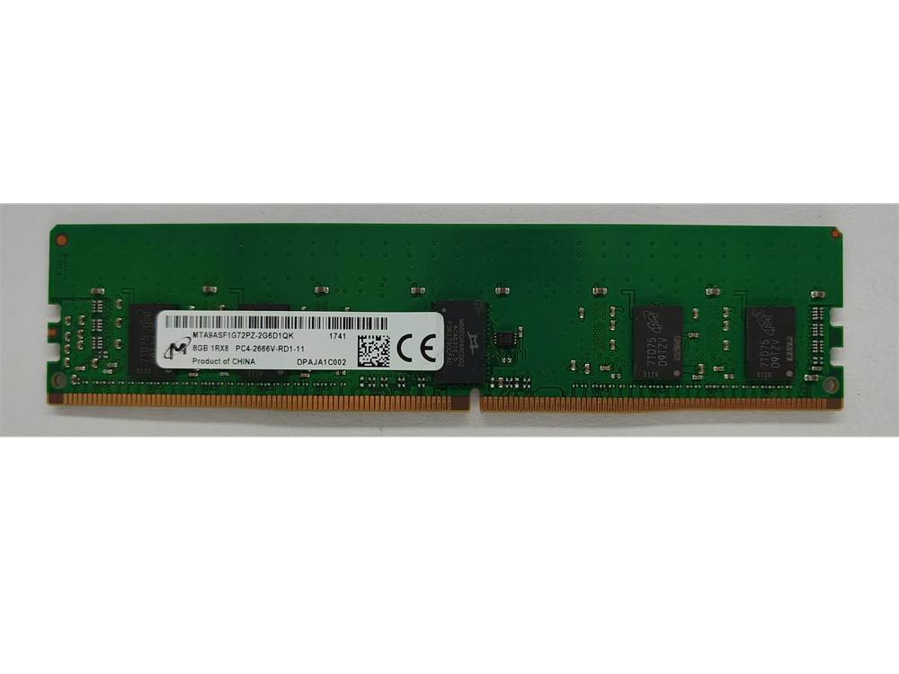 MTA9ASF1G72PZ-2G6D1QK Micron 8GB PC4-21300 DDR4-2666MHz Registered ECC CL19 288-Pin DIMM 1.2V Single Rank Memory Module