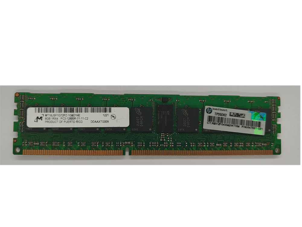 MT18JSF1G72PZ-1G6D1HE Micron 8GB PC3-12800 DDR3-1600MHz ECC Registered CL11 240-Pin DIMM Single Rank Memory Module