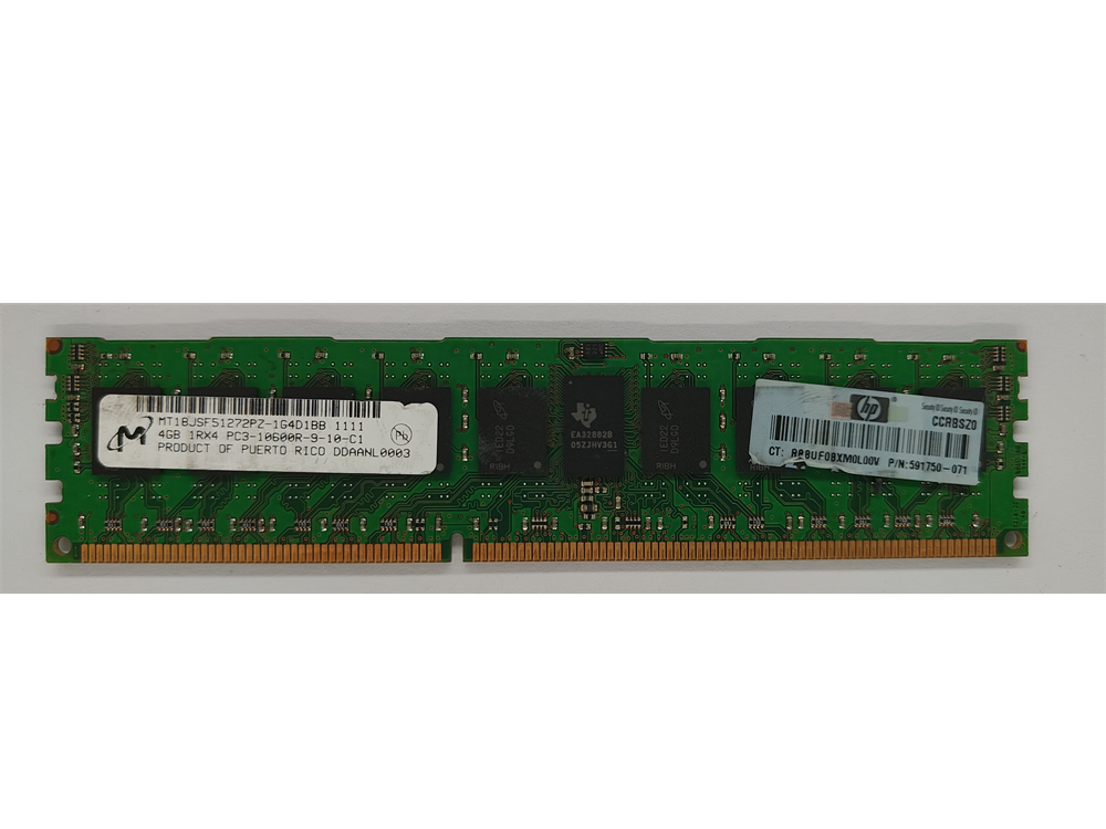 MT18JSF51272PZ-1G4D1BB Micron 4GB PC3-10600 DDR3-1333MHz ECC Registered CL9 240-Pin DIMM Single Rank Memory Module