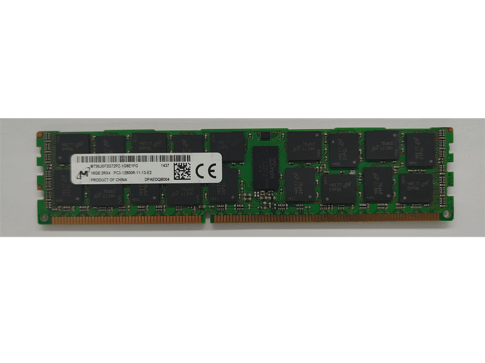 MT36JSF2G72PZ-1G6E1FG Micron 16GB PC3-12800 DDR3-1600MHz ECC Registered CL11 240-Pin DIMM Dual Rank Memory Module