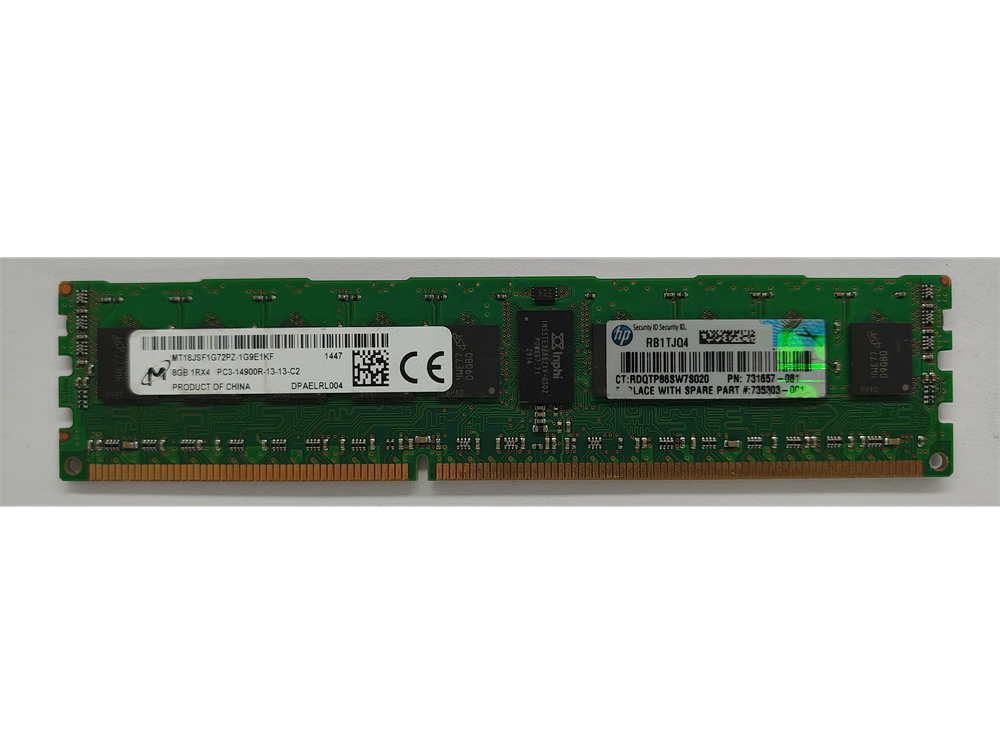 MT18JSF1G72PZ-1G9E1KF Micron 8GB PC3-14900 DDR3-1866MHz ECC Registered CL13 240-Pin DIMM Single Rank Memory Module