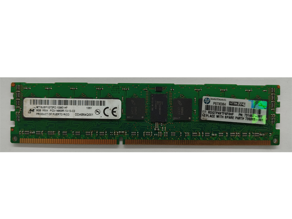 MT18JSF1G72PZ-1G9E1HF Micron 8GB PC3-14900 DDR3-1866MHz ECC Registered CL13 240-Pin DIMM Single Rank Memory Module