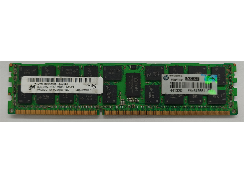 MT36JSF1G72PZ-1G6M1FF Micron 8GB PC3-12800 DDR3-1600MHz ECC Registered CL11 240-Pin DIMM Dual Rank Memory Module