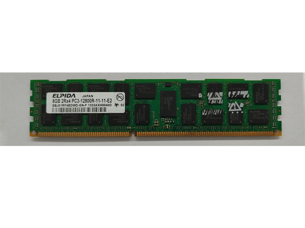 EBJ81RF4BDWD-GN-F Elpida 8GB PC3-12800 DDR3-1600MHz ECC Registered CL11 240-Pin DIMM Dual Rank Memory Module