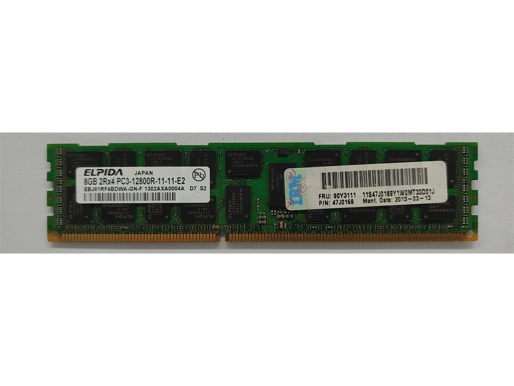 EBJ81RF4BDWA-GN-F Elpida 8GB PC3-12800 DDR3-1600MHz ECC Registered CL11 240-Pin DIMM Dual Rank Memory Module