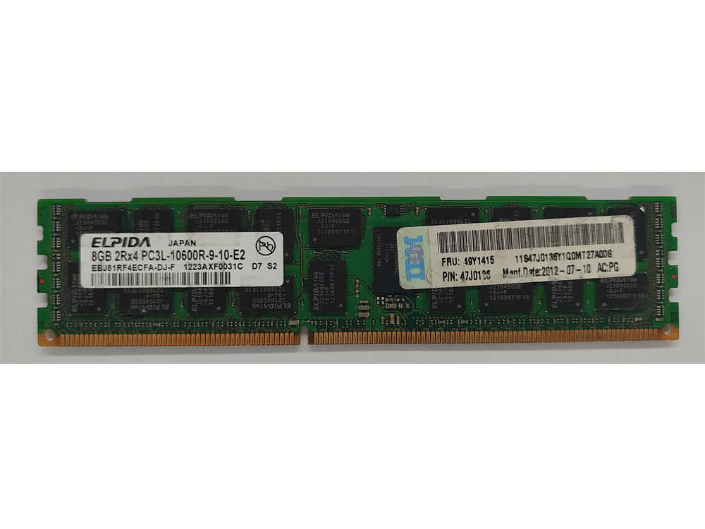 EBJ81RF4ECFA-DJ-F Elpida 8GB PC3-10600 DDR3-1333MHz ECC Registered CL9 240-Pin DIMM 1.35V