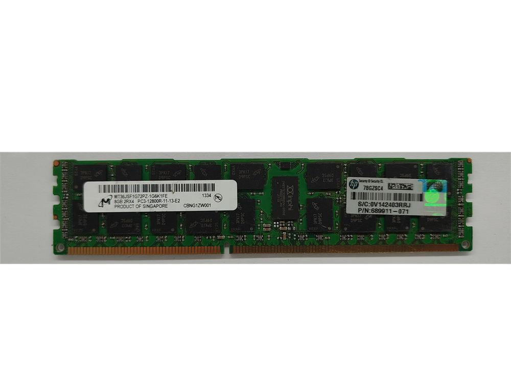 MT36JSF1G72PZ-1G6K1FE Micron 8GB PC3-12800 DDR3-1600MHz ECC Registered CL11 240-Pin DIMM Dual Rank Memory Module