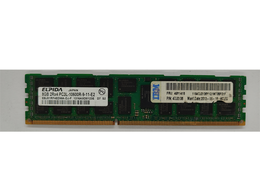 EBJ81RF4EDWA-DJ-F Elpida 8GB PC3-10600 DDR3-1333MHz ECC Registered CL9 240-Pin DIMM 1.35V 
