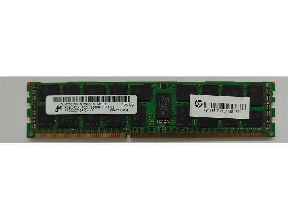 MT36JSF1G72PZ-1G6M1FG Micron 8GB PC3-12800 DDR3-1600MHz ECC Registered CL11 240-Pin DIMM Dual Rank Memory Module