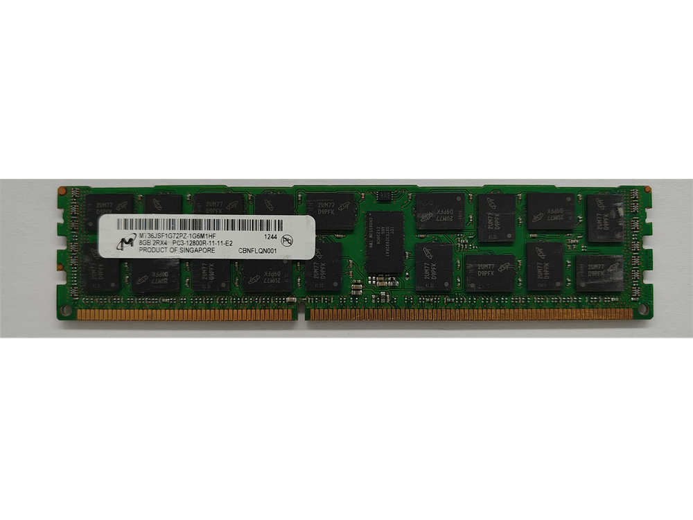 MT36JSF1G72PZ-1G6M1HF Micron 8GB PC3-12800 DDR3-1600MHz ECC Registered CL11 240-Pin DIMM Dual Rank Memory Module