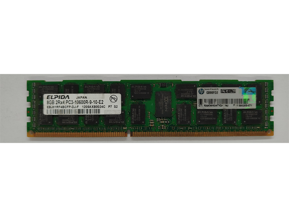 EBJ81RF4BCFP-DJ-F Elpida 8GB PC3-10600 DDR3-1333MHz ECC Registered CL9 240-Pin DIMM Dual Rank Memory Module