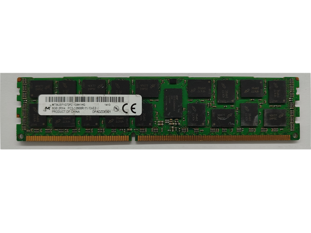  MT36JSF1G72PZ-1G6K1HG Micron 8GB PC3-12800 DDR3-1600MHz ECC Registered CL11 240-Pin DIMM Dual Rank Memory Module