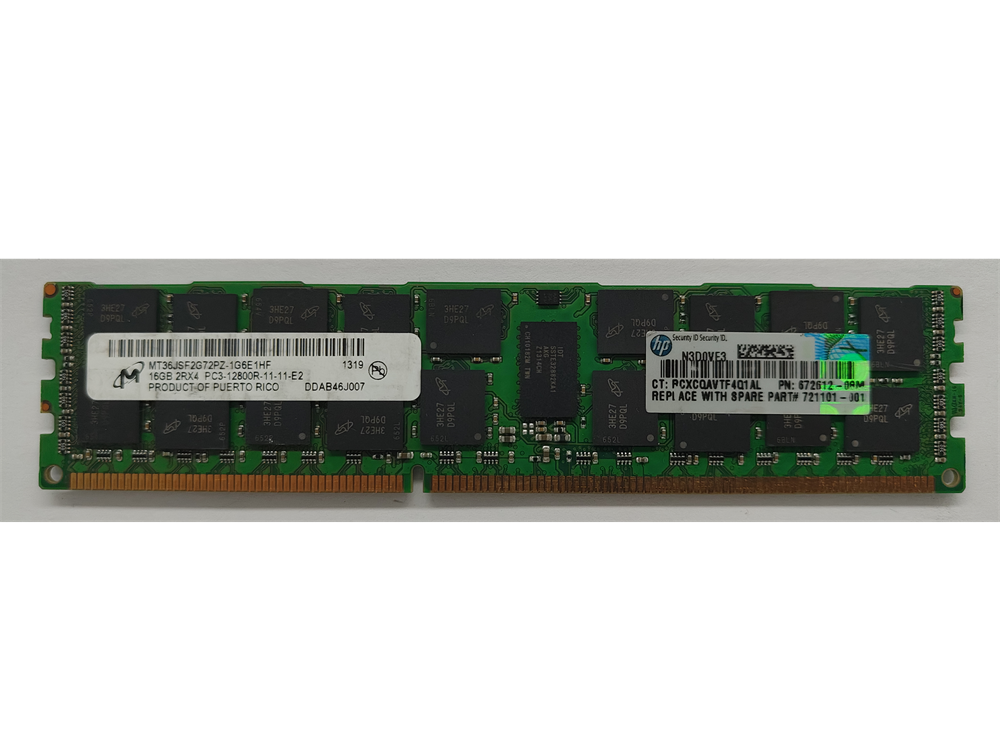 MT36JSF2G72PZ-1G6E1HF Micron 16GB PC3-12800 DDR3-1600MHz ECC Registered CL11 240-Pin DIMM Dual Rank Memory Module