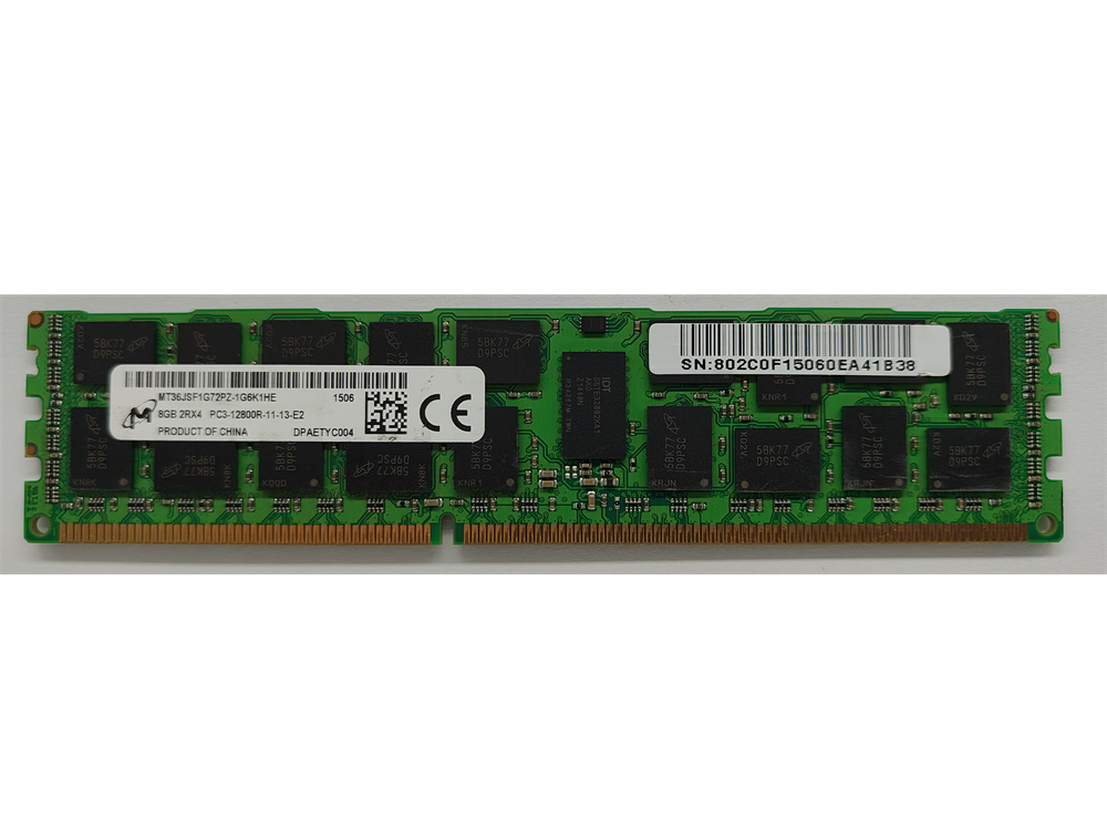 MT36JSF1G72PZ-1G6K1HE Micron 8GB PC3-12800 DDR3-1600MHz ECC Registered CL11 240-Pin DIMM Dual Rank Memory Module