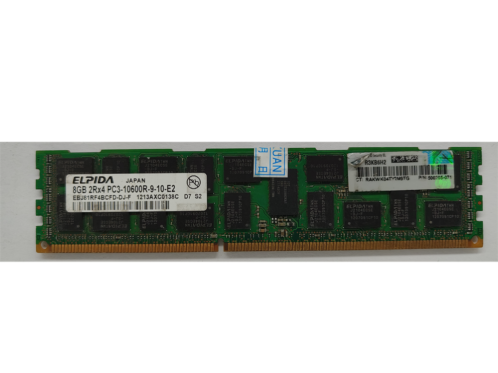 EBJ81RF4BCFD-DJ-F Elpida 8GB PC3-10600 DDR3-1333MHz ECC Registered CL9 240-Pin DIMM Dual Rank Memory Module