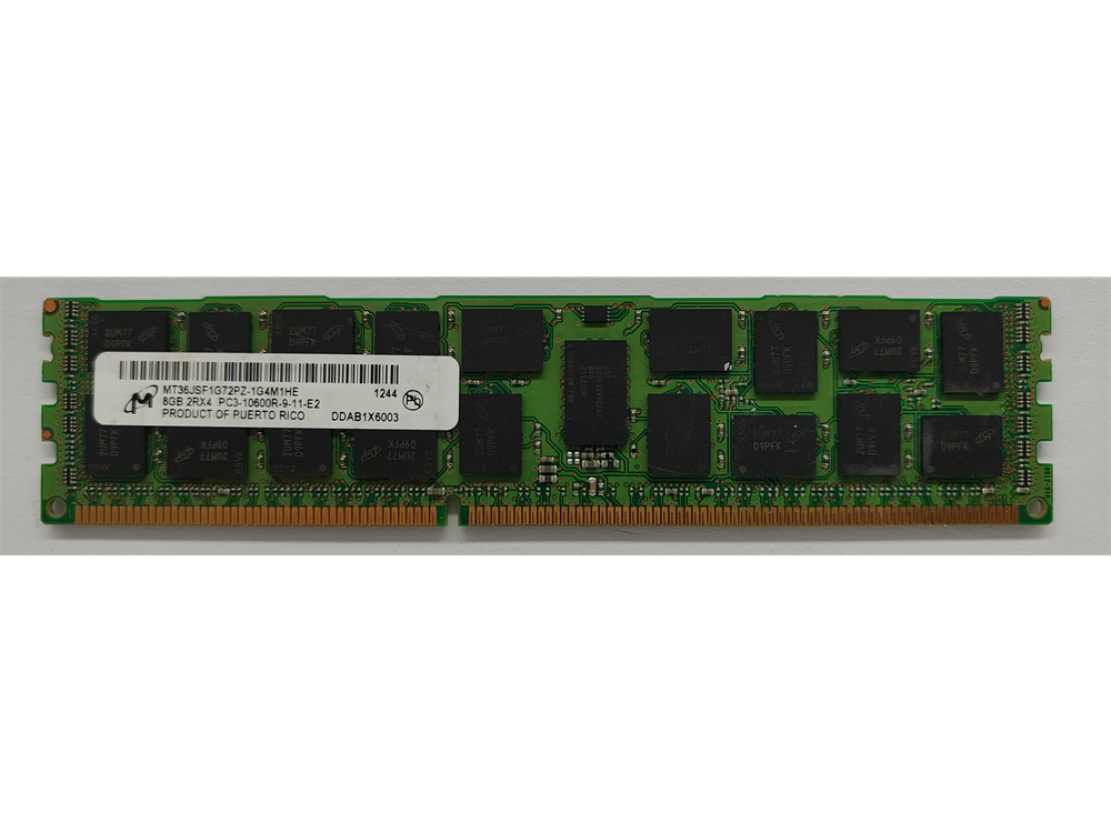 MT36JSF1G72PZ-1G4M1HE Micron 8GB PC3-10600 DDR3-1333MHz ECC Registered CL9 240-Pin DIMM Dual Rank Memory Module
