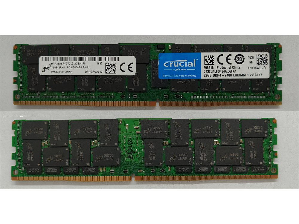 MTA36ASF4G72LZ-2G3A1PI Micron 32GB PC4-19200 DDR4-2400MHz Registered ECC CL17 288-Pin Load Reduced DIMM 1.2V  