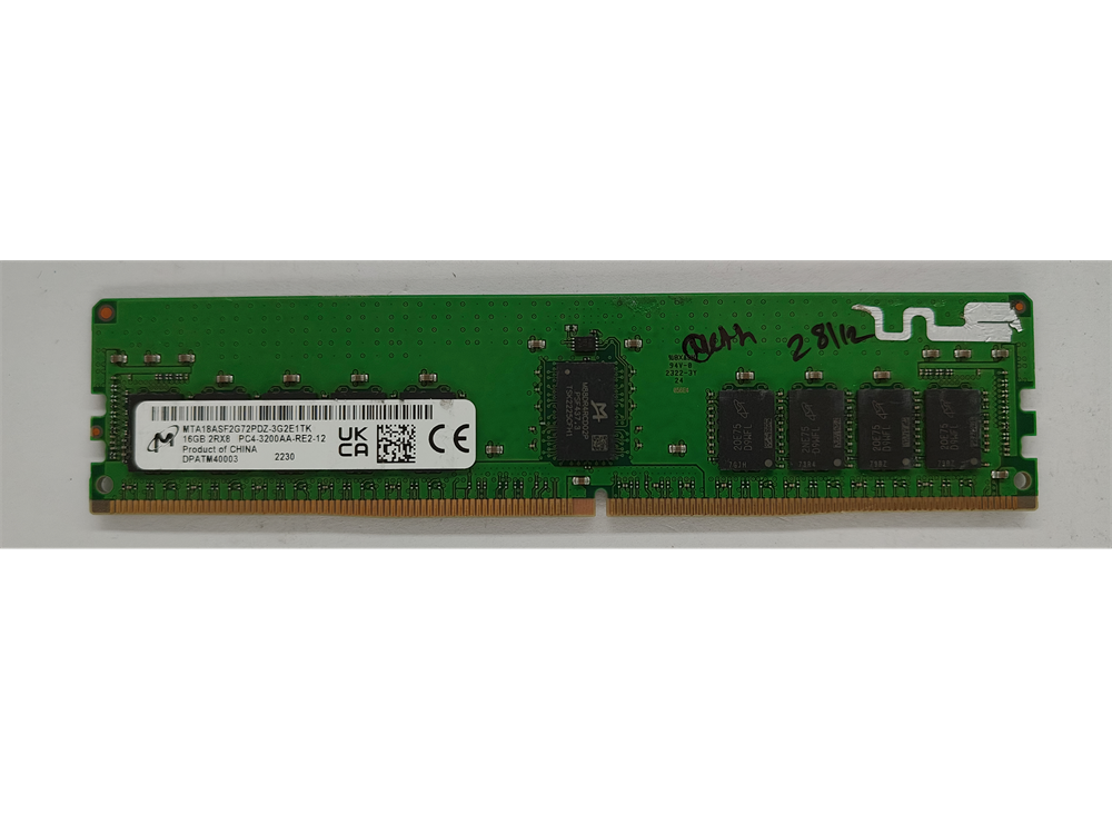 MTA18ASF2G72PDZ-3G2E1TK Micron 16GB PC4-25600 DDR4-3200MHz Registered ECC CL22 288-Pin DIMM 1.2V Dual Rank Memory Module